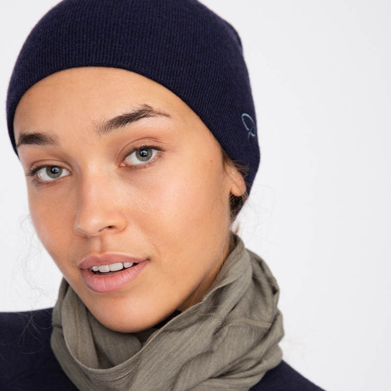 Sport wool beanie, Navy Melange, hi-res